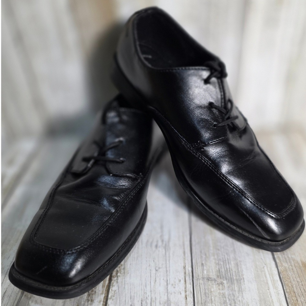 Sonoma Boys Black Square Toe Lace Up Dress Shoes Memory Foam Size 6 - Picture 2 of 9